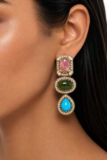 PRERTO Huda Moissanite Polki Kundan Necklace Set 