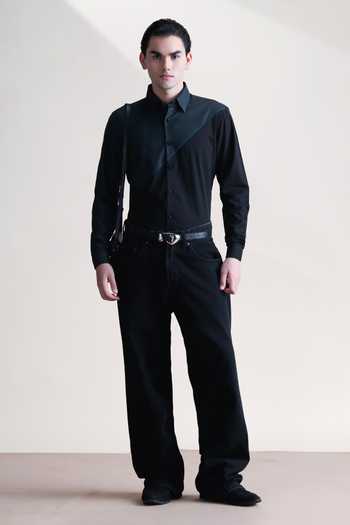 Shop_Abkasa_Black Cotton Nino Shirt _Online_at_Aza_Fashions