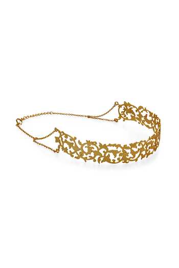 Buy_Dhwani Bansal Jewellery_Gold Plated Kimya Filigree Choker _Online_at_Aza_Fashions