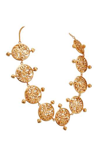 Buy_Dhwani Bansal Jewellery_Gold Plated Mayasaar Filigree Necklace _Online_at_Aza_Fashions