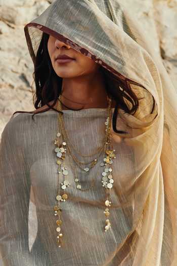 Shop Dhwani Bansal Jewellery Gold Plated Aire Layered Necklace at Aza Fashions Shop_Dhwani Bansal Jewellery_Gold Plated Aire Layered Necklace _at_Aza_Fashions