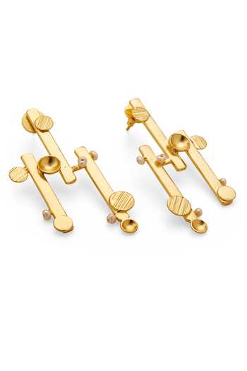 Dhwani Bansal Jewellery_Gold Plated Vaara Maxi Stud Earrings _Online_at_Aza_Fashions