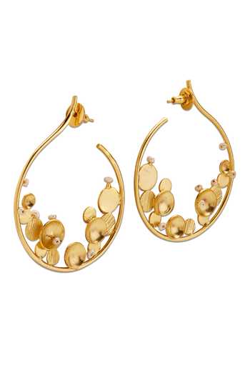 Shop Dhwani Bansal Jewellery Gold Plated Aerotextured Pattern Hoops at Aza Fashions Shop_Dhwani Bansal Jewellery_Gold Plated Aerotextured Pattern Hoops _at_Aza_Fashions