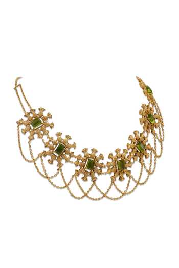 Buy_Dhwani Bansal Jewellery_Green Pina Gemstone Embellished Necklace _Online_at_Aza_Fashions
