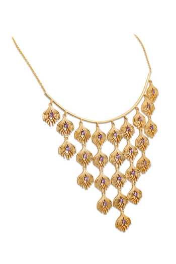 Buy_Dhwani Bansal Jewellery_Purple Plume Amethyst Embellished Necklace _Online_at_Aza_Fashions