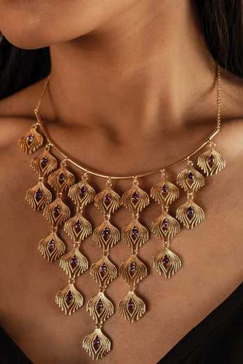 Dhwani Bansal Jewellery Plume Amethyst Embellished Necklace 