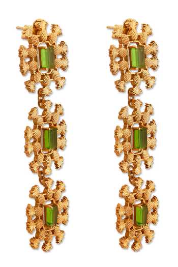 Buy Dhwani Bansal Jewellery Green Pina Stone Embellished Earrings Online at Aza Fashions Buy_Dhwani Bansal Jewellery_Green Pina Stone Embellished Earrings _Online_at_Aza_Fashions