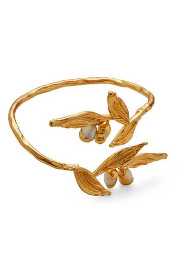 Dhwani Bansal Jewellery Gold Plated Haya Leaf Motif Bracelet Online at Aza Fashions Dhwani Bansal Jewellery_Gold Plated Haya Leaf Motif Bracelet _Online_at_Aza_Fashions