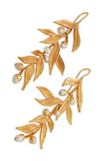 Dhwani Bansal Jewellery Gold Plated Isaro Leaf Motif Earrings Online at Aza Fashions Dhwani Bansal Jewellery_Gold Plated Isaro Leaf Motif Earrings _Online_at_Aza_Fashions