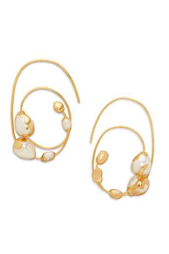 Shop Dhwani Bansal Jewellery Gold Plated Zuri Baroque Pearl Embellished Earrings at Aza Fashions Shop_Dhwani Bansal Jewellery_Gold Plated Zuri Baroque Pearl Embellished Earrings _at_Aza_Fashions