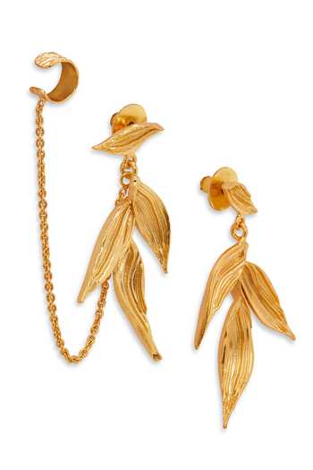 Buy Dhwani Bansal Jewellery Gold Plated Isaro Textured Leaf Motif Earrings Online at Aza Fashions Buy_Dhwani Bansal Jewellery_Gold Plated Isaro Textured Leaf Motif Earrings _Online_at_Aza_Fashions