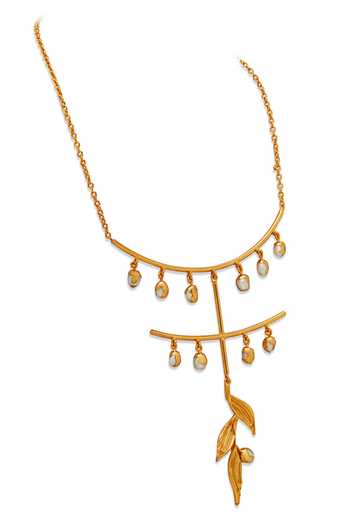 Dhwani Bansal Jewellery_Gold Plated Zuri Baroque Pearl Drop Necklace _Online_at_Aza_Fashions