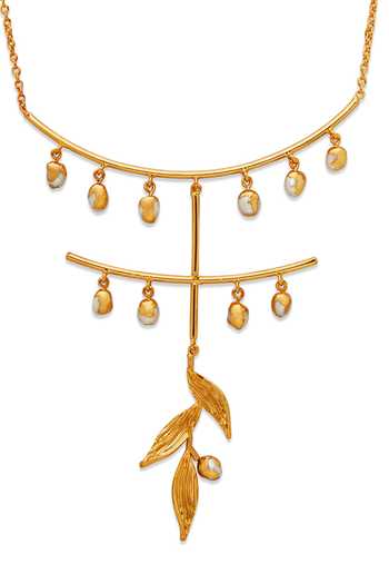 Buy_Dhwani Bansal Jewellery_Gold Plated Zuri Baroque Pearl Drop Necklace _Online_at_Aza_Fashions
