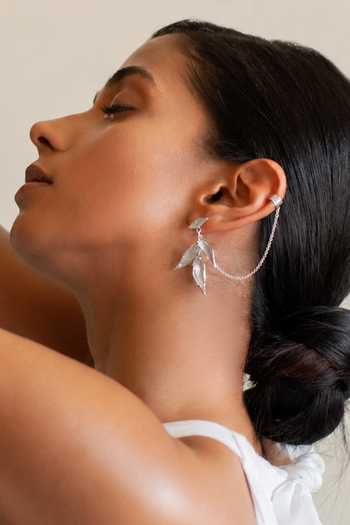 Dhwani Bansal Jewellery Isaro Leaf Shaped Drop Earrings 
