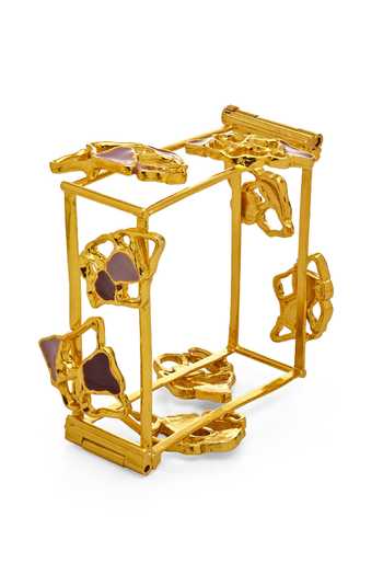 Shop Dhwani Bansal Jewellery Gold Plated Miva Square Shaped Bracelet at Aza Fashions Shop_Dhwani Bansal Jewellery_Gold Plated Miva Square Shaped Bracelet _at_Aza_Fashions