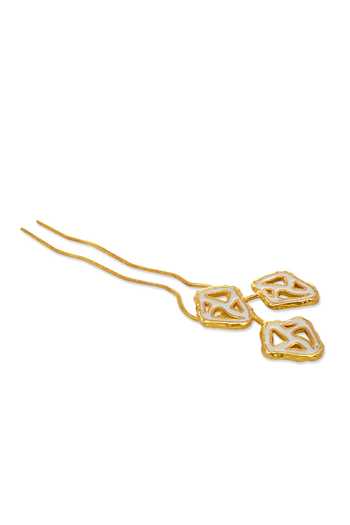 Dhwani Bansal Jewellery_Gold Fari Enamelled Hair Pin _Online_at_Aza_Fashions