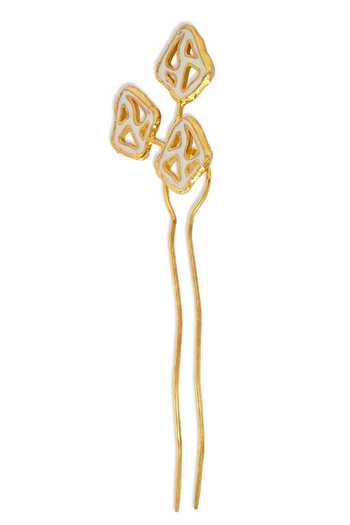 Buy_Dhwani Bansal Jewellery_Gold Fari Enamelled Hair Pin _Online_at_Aza_Fashions