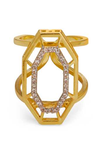 Dhwani Bansal Jewellery Gold Plated Syra Cubic Zirconia Embellished Ring Online at Aza Fashions Dhwani Bansal Jewellery_Gold Plated Syra Cubic Zirconia Embellished Ring _Online_at_Aza_Fashions