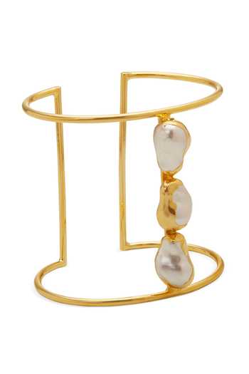 Dhwani Bansal Jewellery Gold Plated Kora Baroque Pearl Embellished Bracelet Online at Aza Fashions Dhwani Bansal Jewellery_Gold Plated Kora Baroque Pearl Embellished Bracelet _Online_at_Aza_Fashions