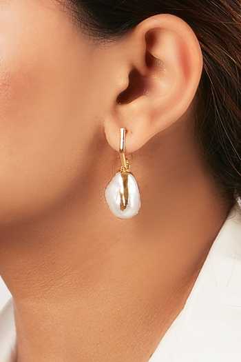 Dhwani Bansal Jewellery Kora Baroque Shell Pearl Embellished Earrings 