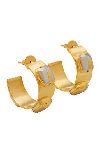 Buy Dhwani Bansal Jewellery Gold Plated Lune Shell Pearl Embellished Earrings Online at Aza Fashions Buy_Dhwani Bansal Jewellery_Gold Plated Lune Shell Pearl Embellished Earrings _Online_at_Aza_Fashions
