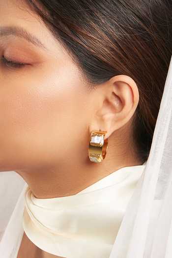 Dhwani Bansal Jewellery Lune Shell Pearl Embellished Earrings 