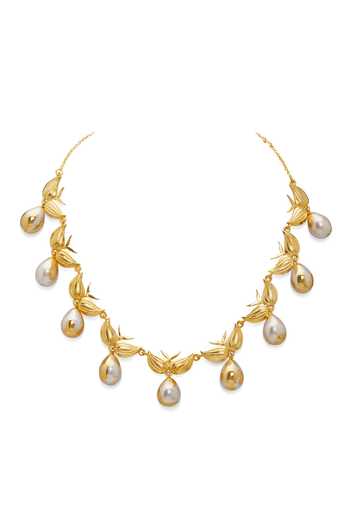 Dhwani Bansal Jewellery Zooni Textured Leaf Motif Necklace 