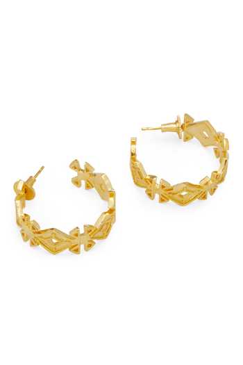 Dhwani Bansal Jewellery_Gold Plated Safa Cutwork Hoops _Online_at_Aza_Fashions