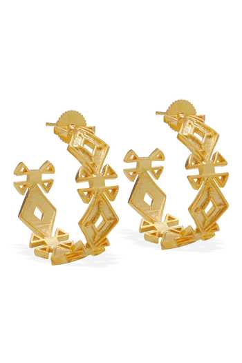 Buy_Dhwani Bansal Jewellery_Gold Plated Safa Cutwork Hoops _Online_at_Aza_Fashions