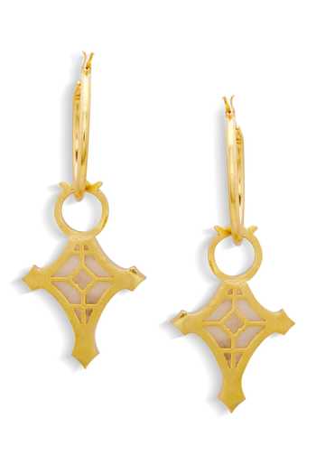 Dhwani Bansal Jewellery_Gold Plated Cruz Cross Shaped Earrings _Online_at_Aza_Fashions