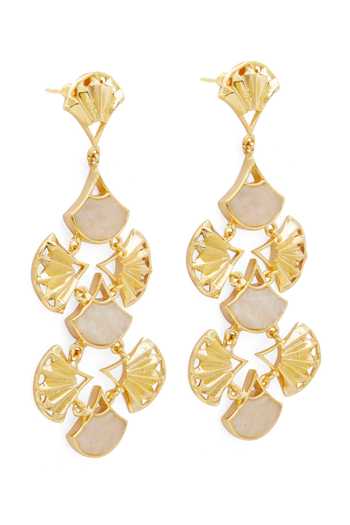 Dhwani Bansal Jewellery_Gold Plated Pankha Mother Of Pearl Earrings _Online_at_Aza_Fashions