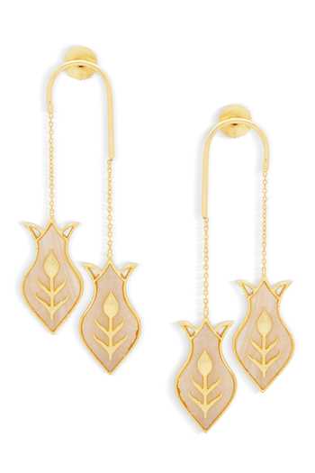 Dhwani Bansal Jewellery Gold Plated Amphora Mother Of Pearl Embellished Earrings Online at Aza Fashions Dhwani Bansal Jewellery_Gold Plated Amphora Mother Of Pearl Embellished Earrings _Online_at_Aza_Fashions
