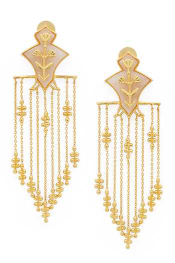 Dhwani Bansal Jewellery Gold Plated Serai Mother Of Pearl Embellished Earrings Online at Aza Fashions Dhwani Bansal Jewellery_Gold Plated Serai Mother Of Pearl Embellished Earrings _Online_at_Aza_Fashions