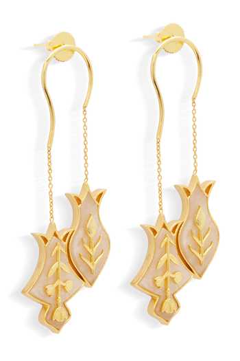 Dhwani Bansal Jewellery Hamsa Mother Of Pearl Embellished Earrings 