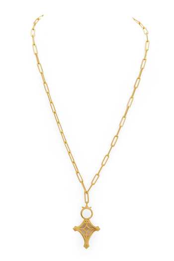 Shop Dhwani Bansal Jewellery Gold Plated Cruz Cross Pendant Necklace Online at Aza Fashions Shop_Dhwani Bansal Jewellery_Gold Plated Cruz Cross Pendant Necklace _Online_at_Aza_Fashions