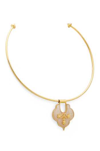 Dhwani Bansal Jewellery_Gold Plated Mosaic Mother Of Pearl Embellished Choker _Online_at_Aza_Fashions