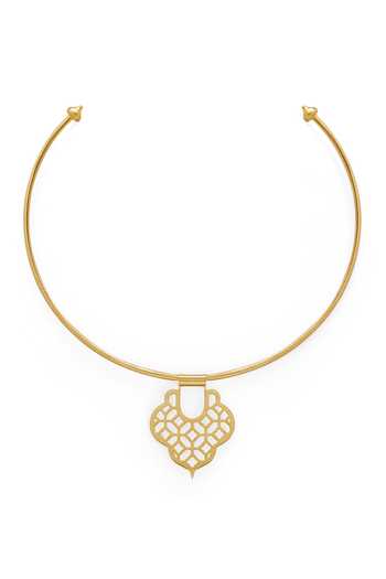 Buy_Dhwani Bansal Jewellery_Gold Plated Mosaic Mother Of Pearl Embellished Choker _Online_at_Aza_Fashions