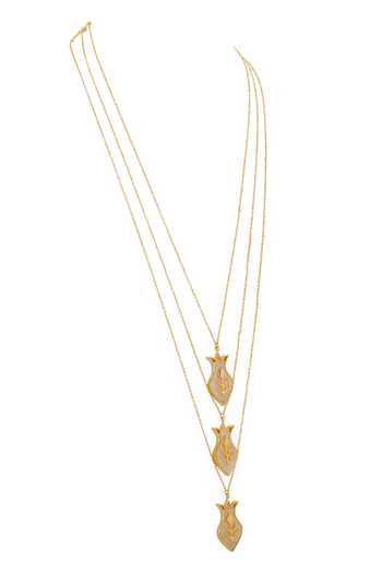 Shop Dhwani Bansal Jewellery Gold Plated Amphora Layered Pendant Necklace Online at Aza Fashions Shop_Dhwani Bansal Jewellery_Gold Plated Amphora Layered Pendant Necklace _Online_at_Aza_Fashions