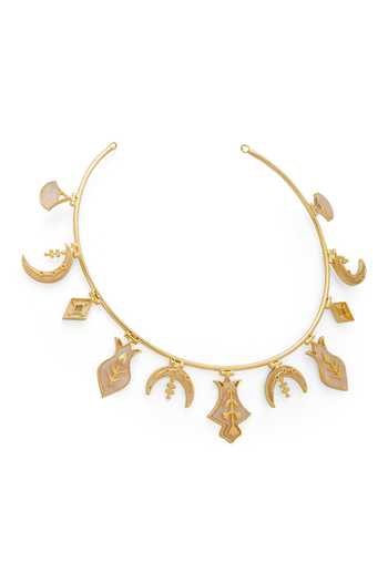 Buy Dhwani Bansal Jewellery Gold Plated Hamsa Motif Necklace Online at Aza Fashions Buy_Dhwani Bansal Jewellery_Gold Plated Hamsa Motif Necklace _Online_at_Aza_Fashions