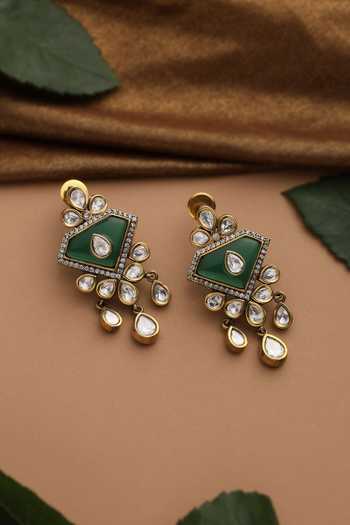 Swabhimann Emerald Polki Dangler Earrings 