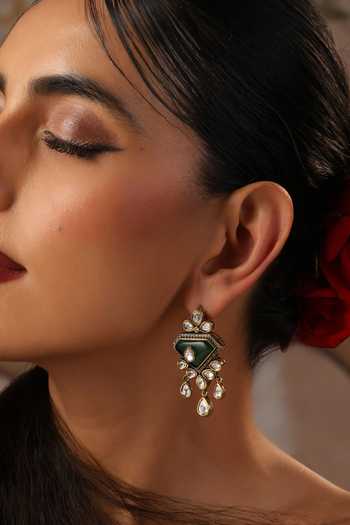Swabhimann Emerald Polki Dangler Earrings 