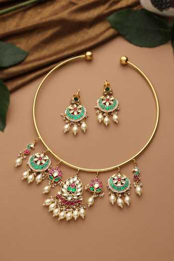 Swabhimann Polki Jadau Hasli Necklace Set 