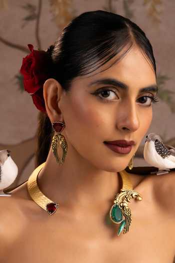 Swabhimann Emerald & Ruby Hasli Necklace Set