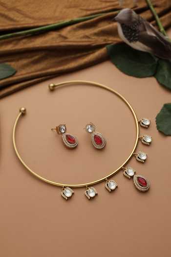 Swabhimann Ruby Polki Hasli Necklace Set 