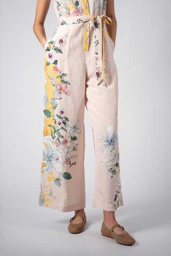 Buy_RANNA GILL_Multi Color Linen, Viscose Collared Neck Orion Pocket Jumpsuit _Online_at_Aza_Fashions