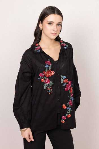 RANNA GILL Lunera Floral Embroidered Shirt 