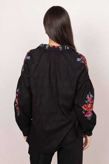 RANNA GILL Lunera Floral Embroidered Shirt 