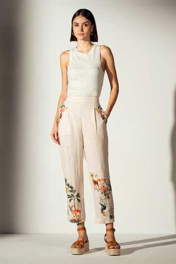 RANNA GILL Violet Rara Amazon Print Pant 