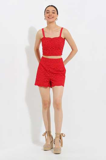 RANNA GILL_Red Cotton Sweetheart Neck Rachal Bustier _Online_at_Aza_Fashions