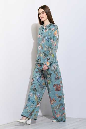 Buy RANNA GILL Green Viscose Georgette Keyhole Neck Fiorella Dolman Shirt And Pant Co-ord Set Online at Aza Fashions Buy_RANNA GILL_Green Viscose Georgette Keyhole Neck Fiorella Dolman Shirt And Pant Co-ord Set _Online_at_Aza_Fashions